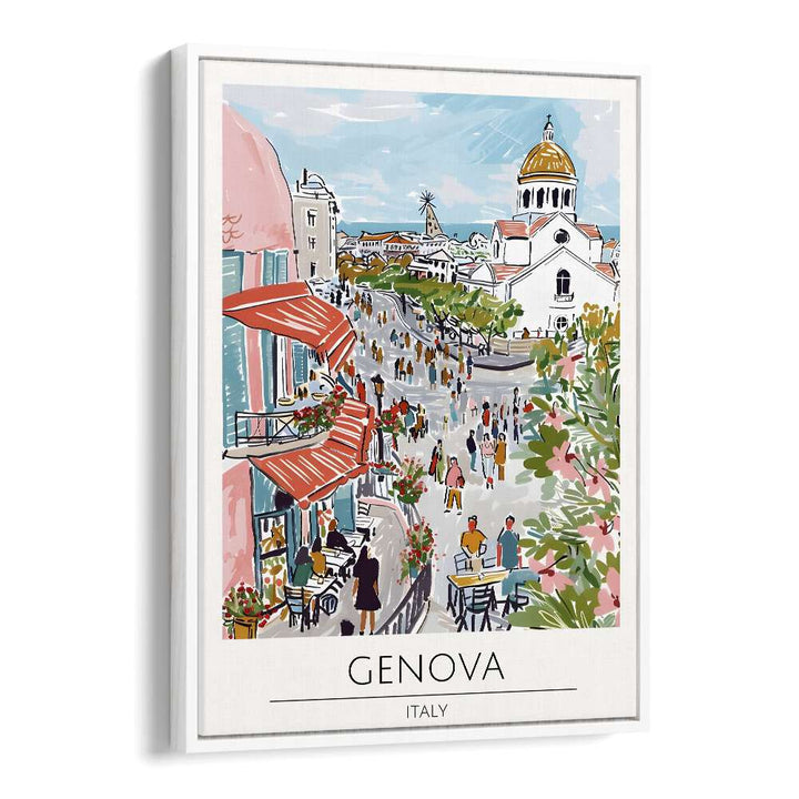 genova-italy travel posters in White Floater Frame