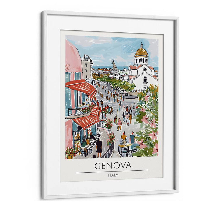 genova-italy travel posters in White Frame With Mount