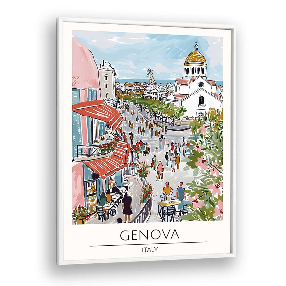 genova-italy travel posters in White Plain Frame