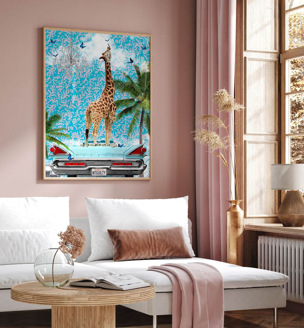 giraffe california dream by sue skellern wall art prints Artwork IV placed on a wall