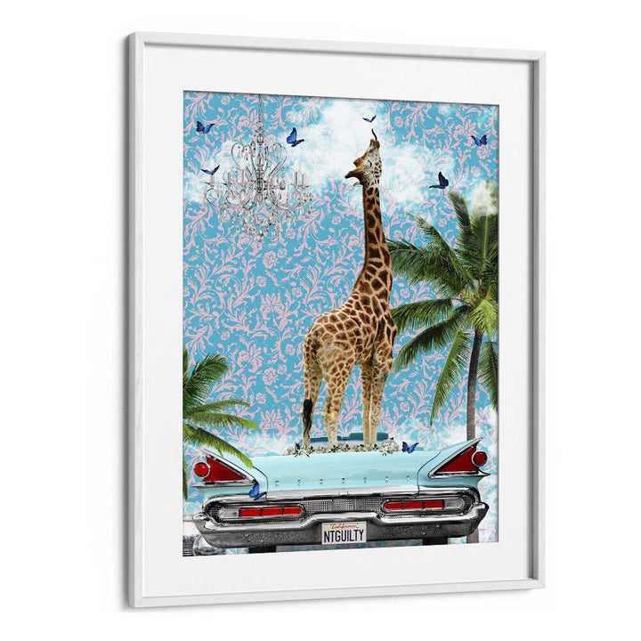 giraffe california dreamby sue skellern wall art prints in White Frame With Mount