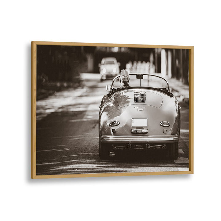 going home car poster in Oak Wood Plain Frame