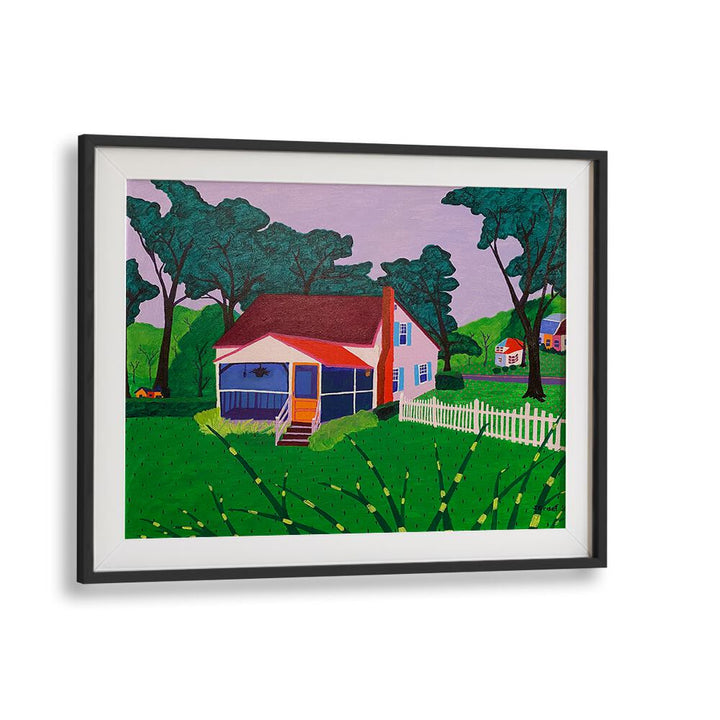 grandma and grandpa's house landscape art prints in Black Frame With Mount