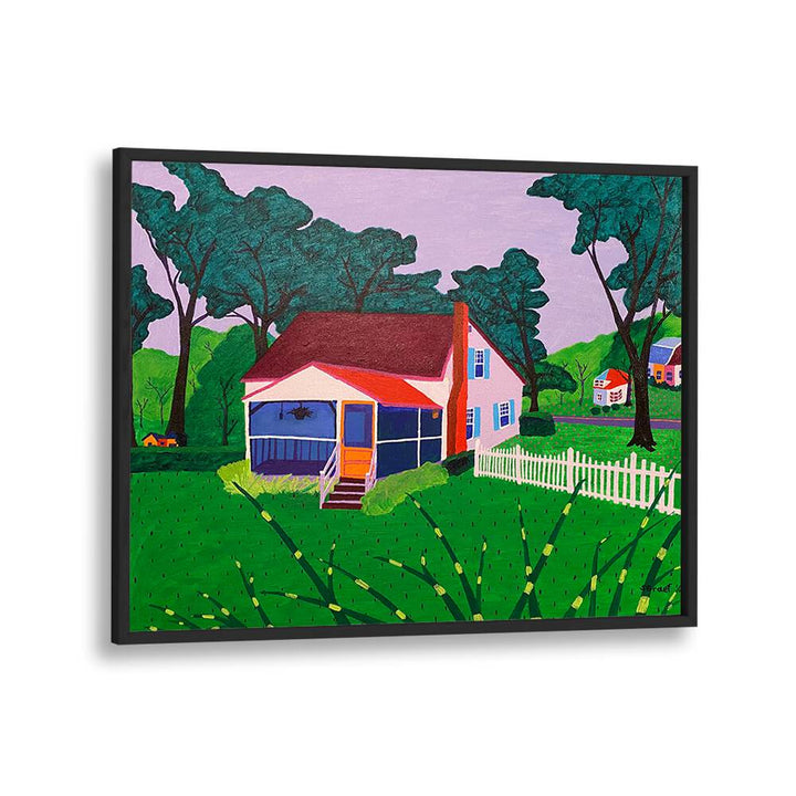 grandma and grandpa's house landscape art prints in Black Plain Frame