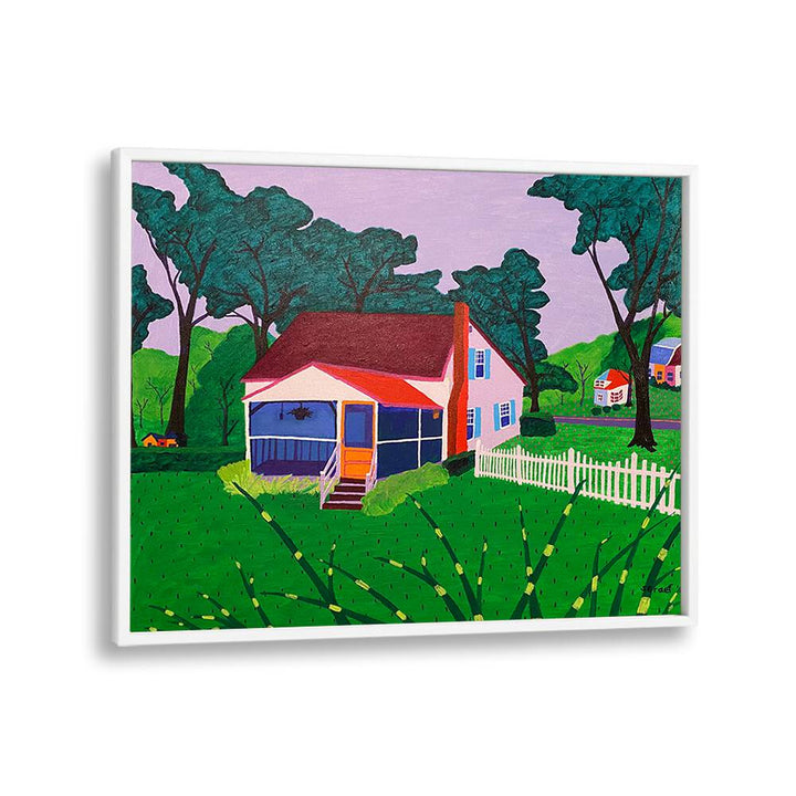 grandma and grandpa's house landscape art prints in White Plain Frame