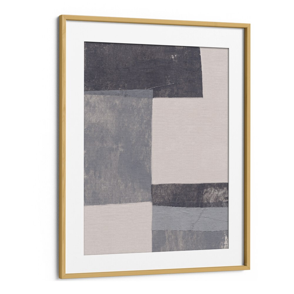 gray blocks I by alisa galitsyna geometric art prints geometric paintings in Oak Wood Frame With Mount