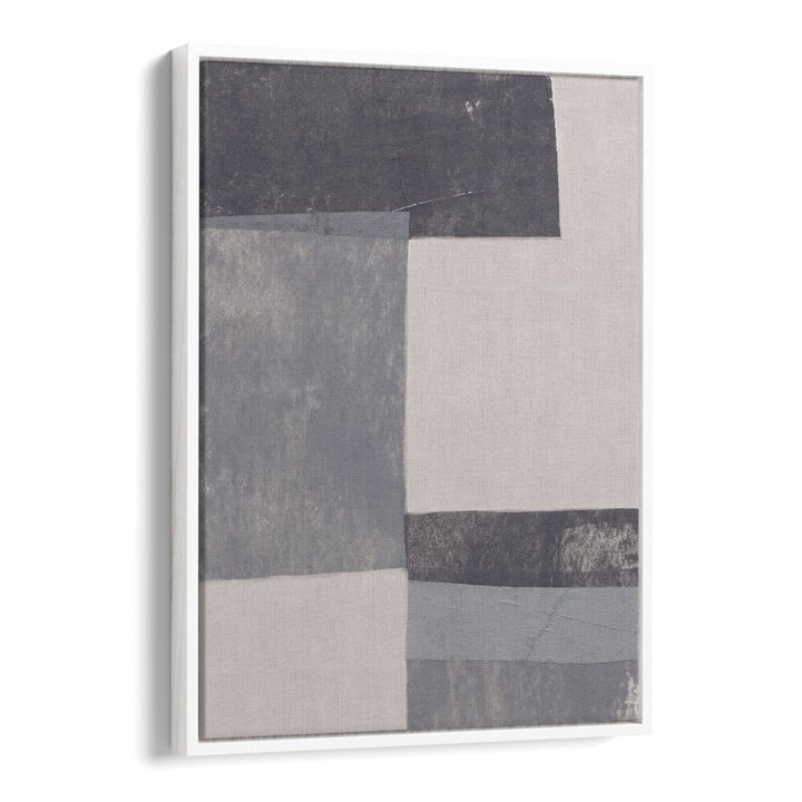 gray blocks I by alisa galitsyna geometric art prints geometric paintings in White Floater Frame