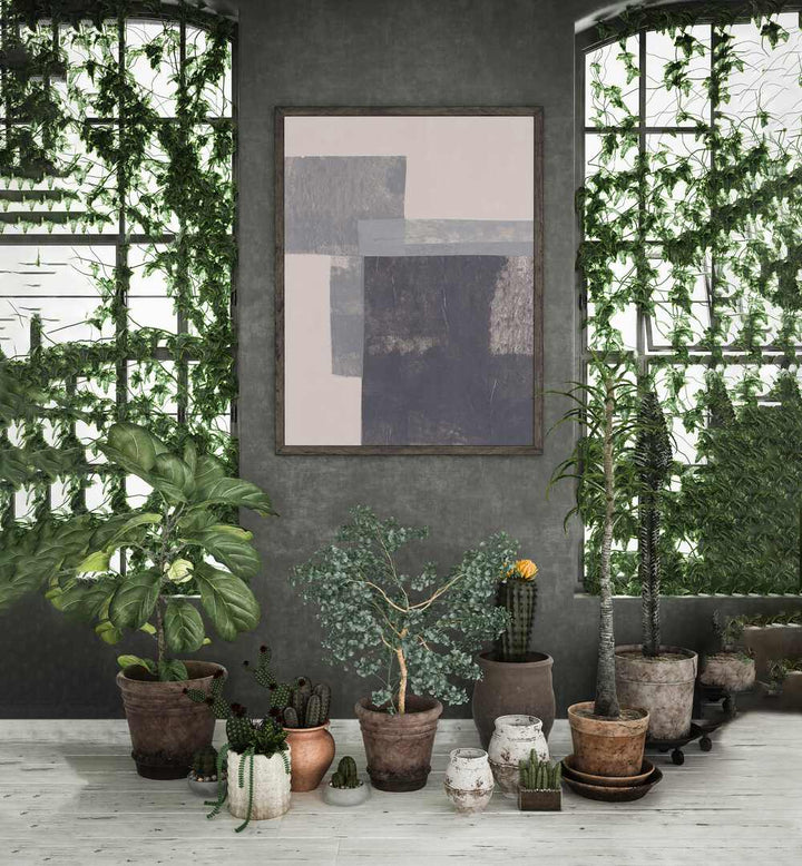 gray blocks II by alisa galitsyna geometric art prints geometric paintings Artwork II placed on a wall