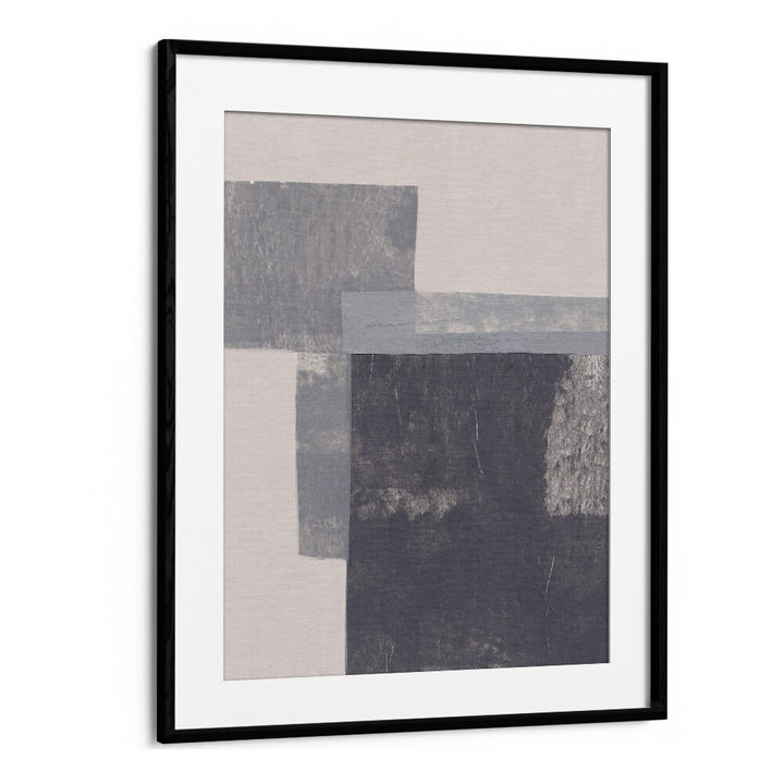 gray blocks II by alisa galitsyna geometric art prints geometric paintings in Black Frame With Mount