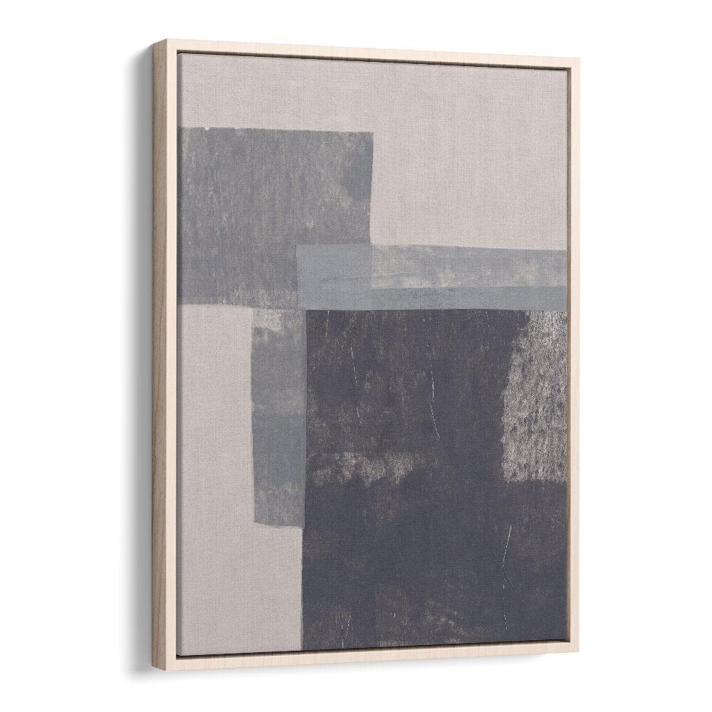 gray blocks II by alisa galitsyna geometric art prints geometric paintings in Oak Wood Floater Frame