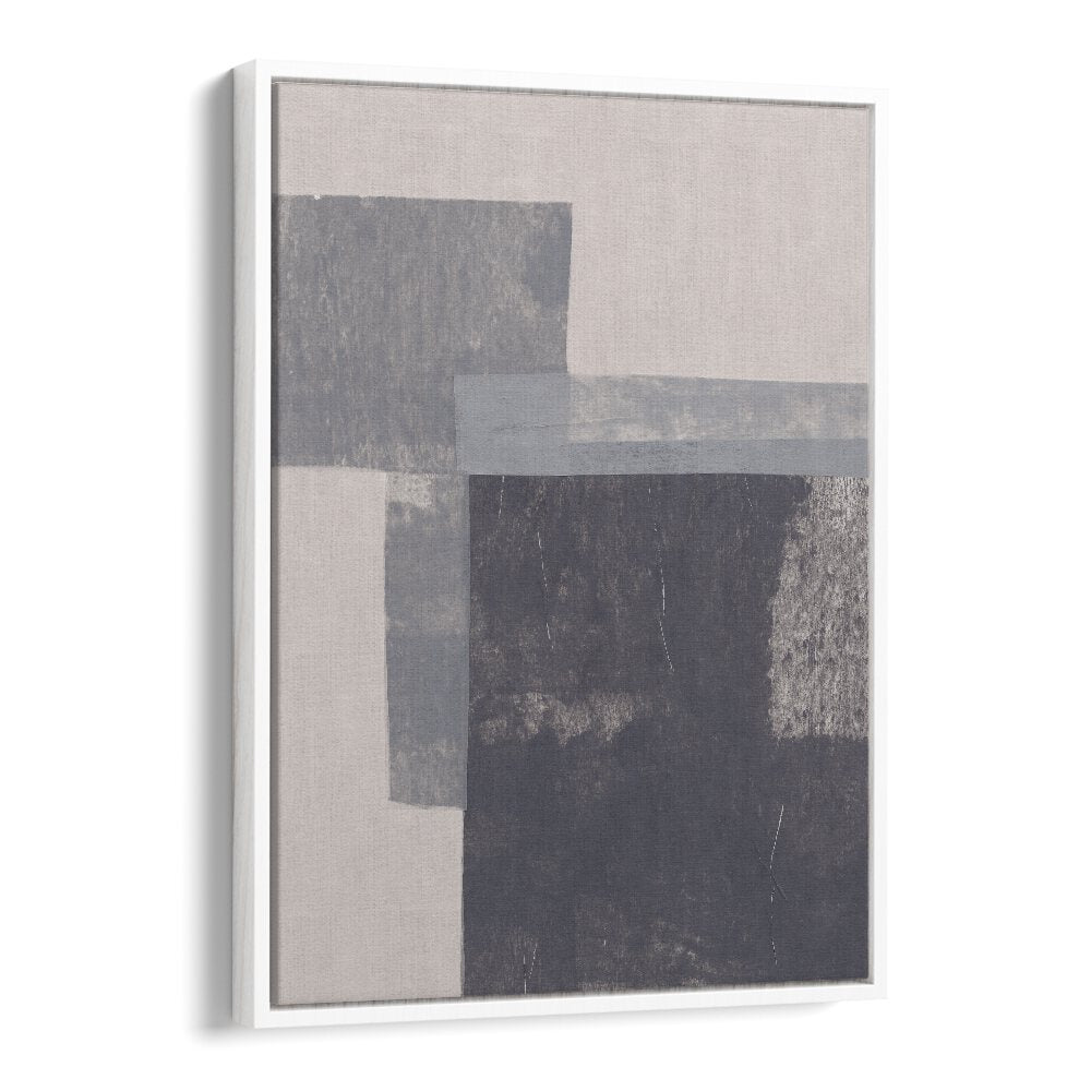 gray blocks II by alisa galitsyna geometric art prints geometric paintings in White Floater Frame