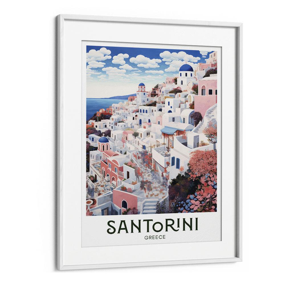 greek island of santorini travel posters in White Frame With Mount