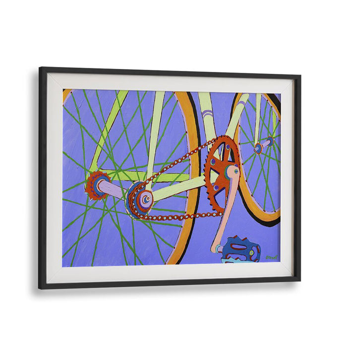 green spokes landscape art prints in Black Frame With Mount