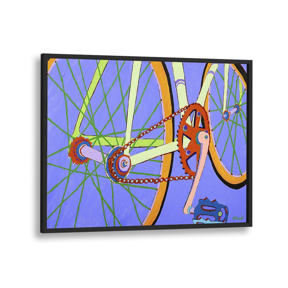 green spokes landscape art prints in Black Plain Frame