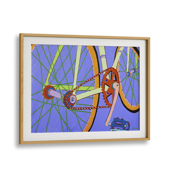 green spokes landscape art prints in Oak Wood Frame With Mount