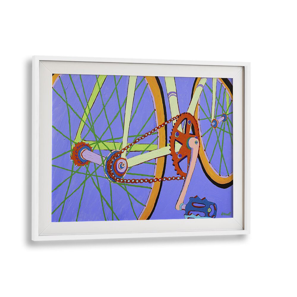 green spokes landscape art prints in White Frame With Mount