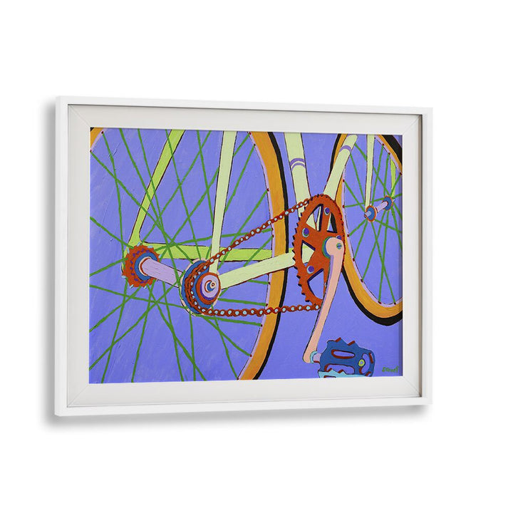 green spokes landscape art prints in White Frame With Mount