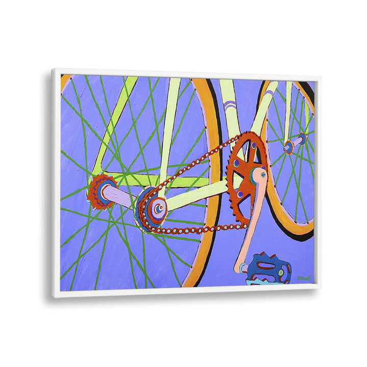 green spokes landscape art prints in White Plain Frame