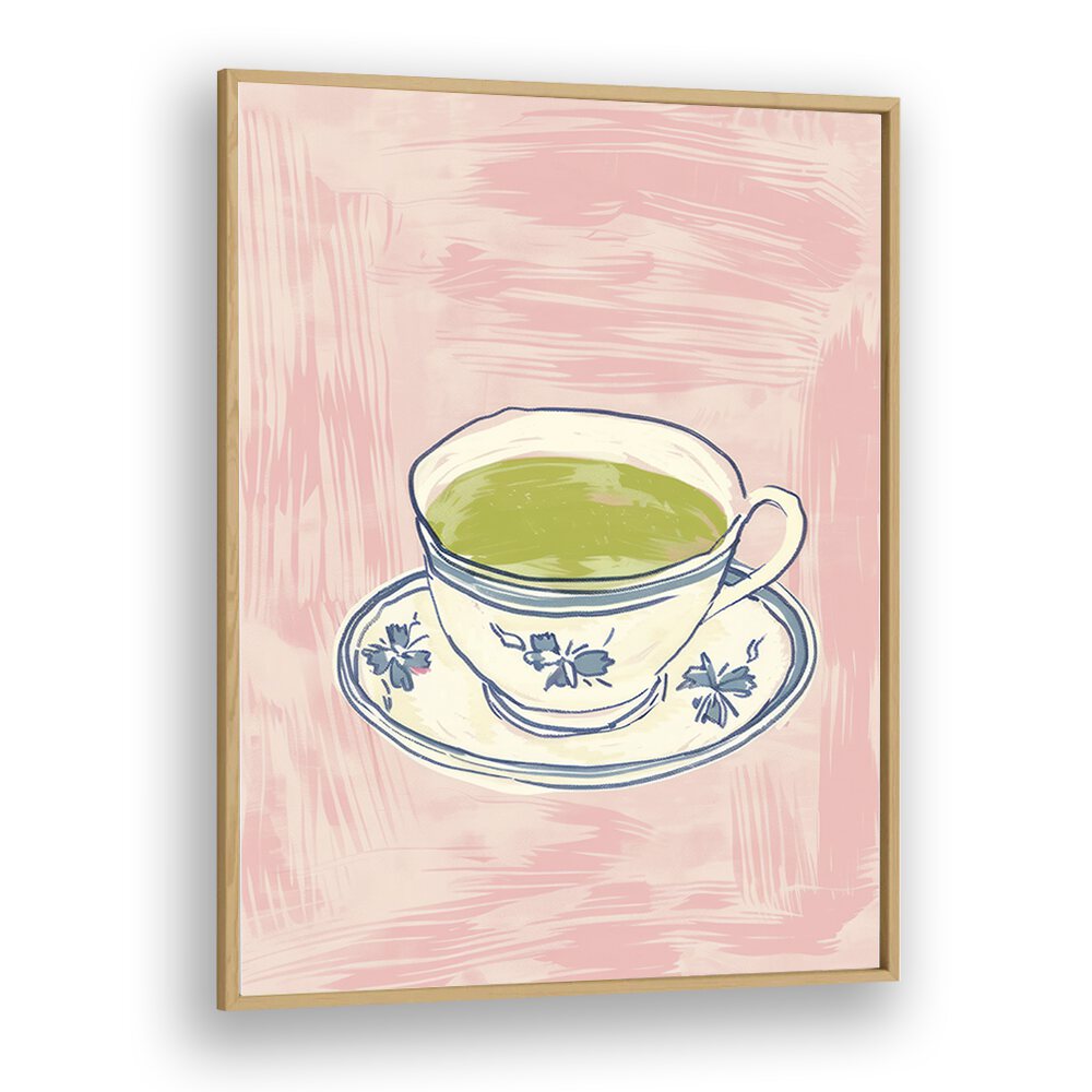 green tea electric wall art prints in Oak Wood Plain Frame