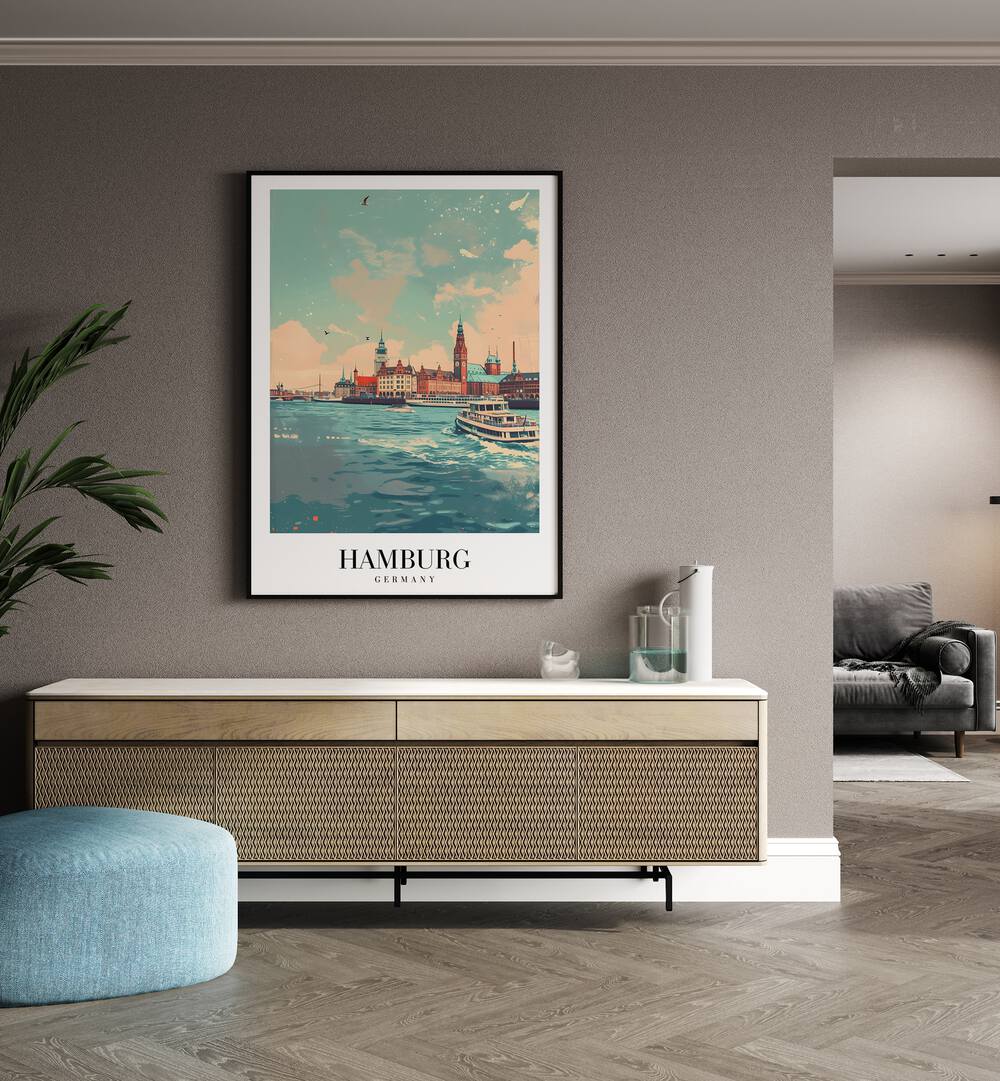 hamburg city-germany travel posters Artwork II placed on a Wall 