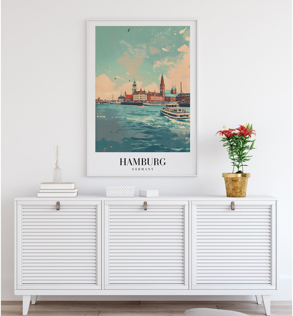 hamburg city-germany travel posters Artwork IV placed on a Wall 