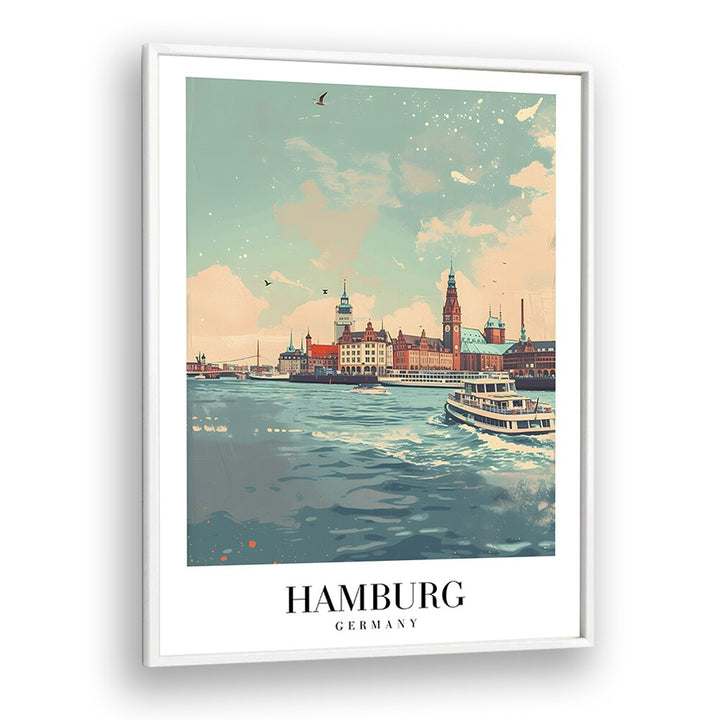 hamburg city-germany travel posters in White Plain Frame