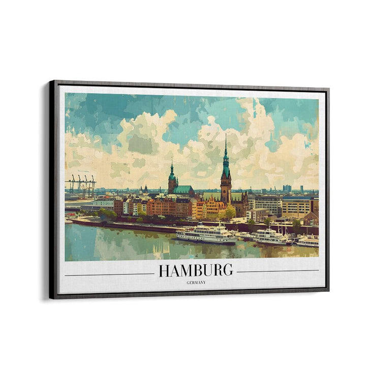 hamburg-germany travel posters in Black Floater Frame