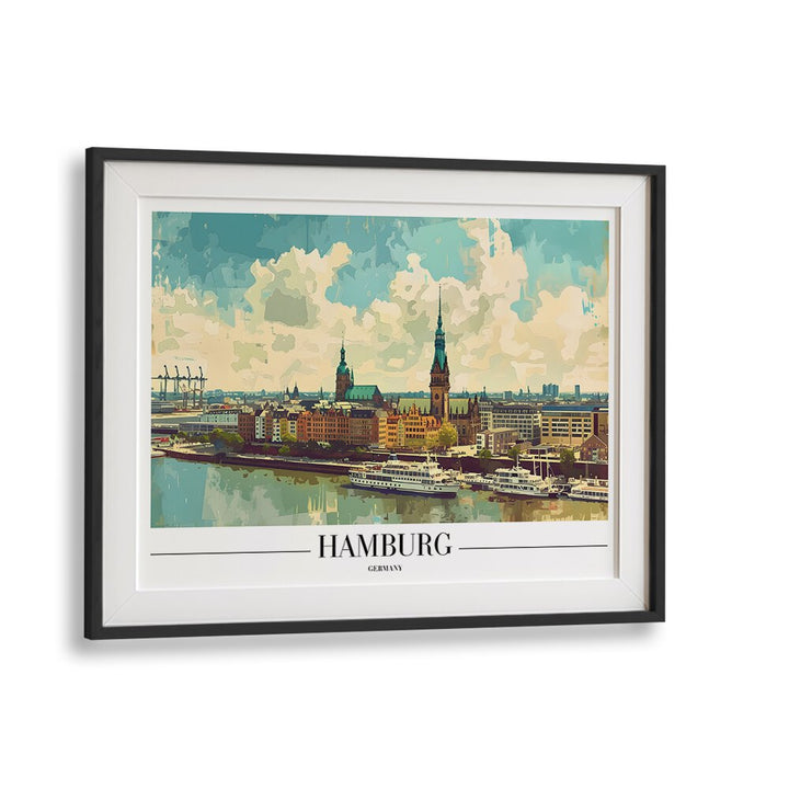 hamburg-germany travel posters in Black Frame With Mount