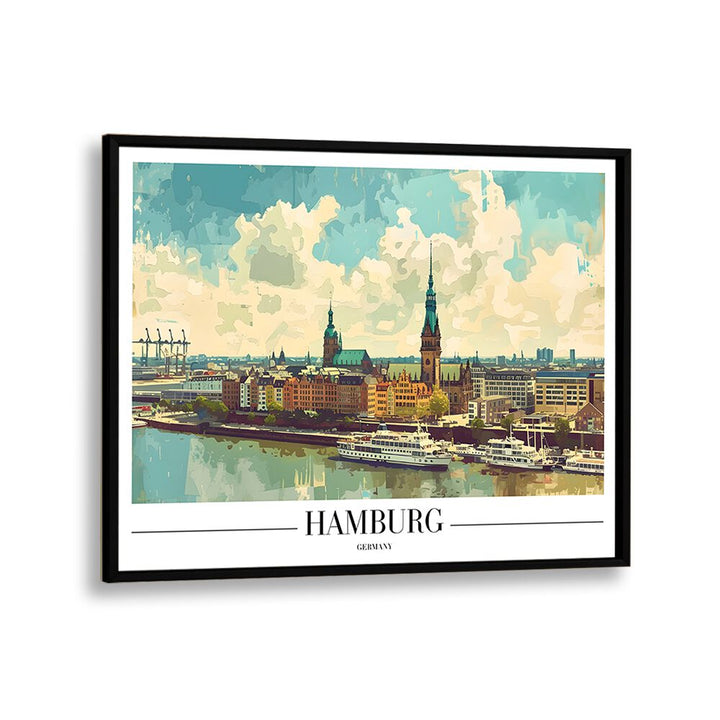 hamburg-germany travel posters in Black Plain Frame