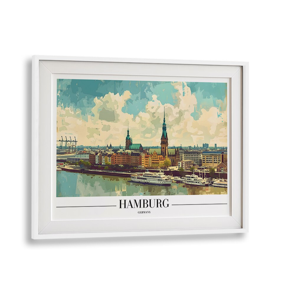 hamburg-germany travel posters in White Frame With Mount