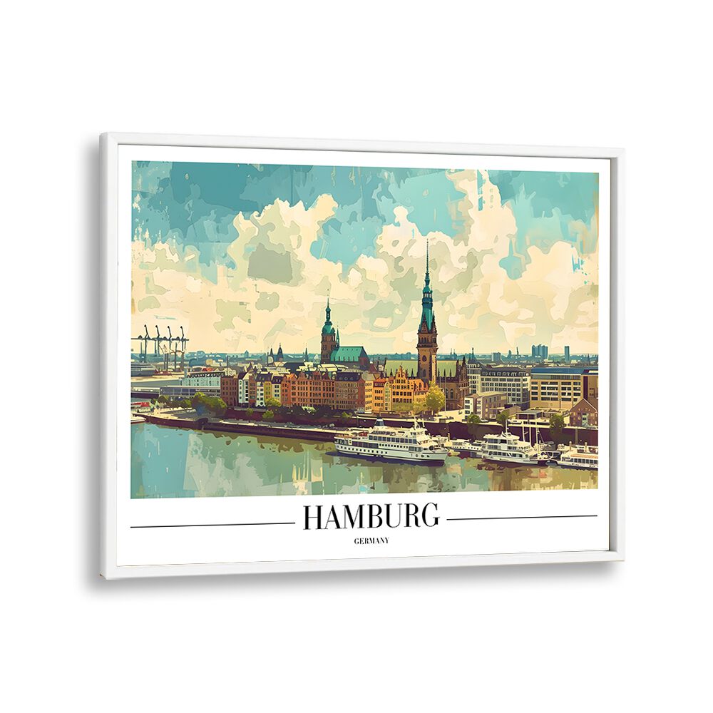 hamburg-germany travel posters in White Plain Frame