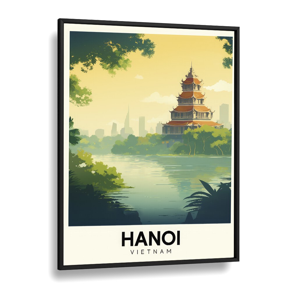 hanoi-vietnam travel posters in Black Plain Frame