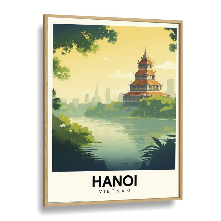 hanoi-vietnam travel posters in Oak Wood Plain Frame