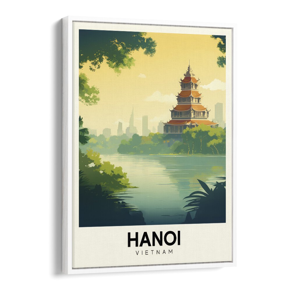 hanoi-vietnam travel posters in White Floater Frame