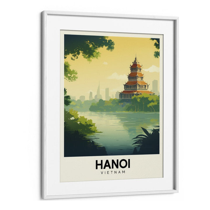 hanoi-vietnam travel posters in White Frame With Mount