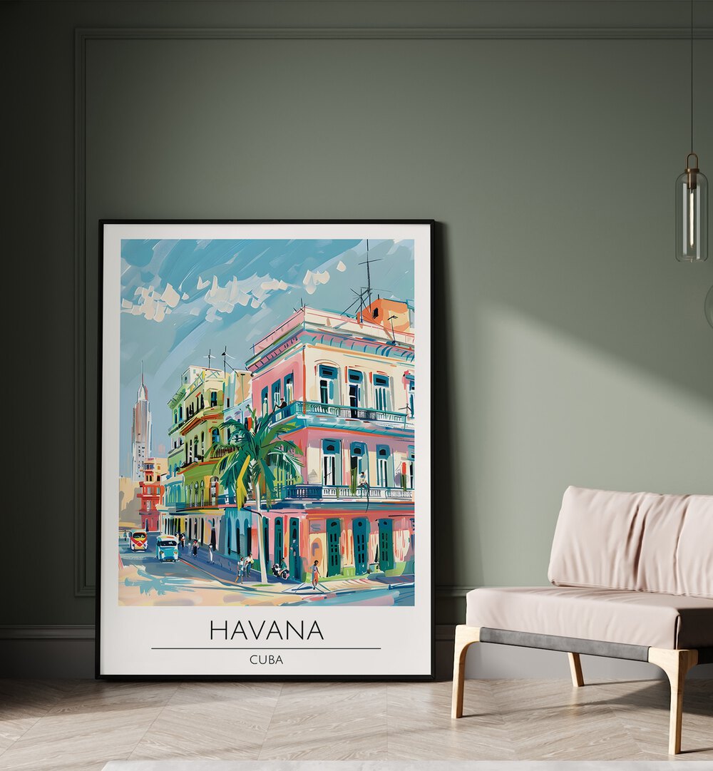 havana-cuba  travel posters Artwork II placed on a Wall