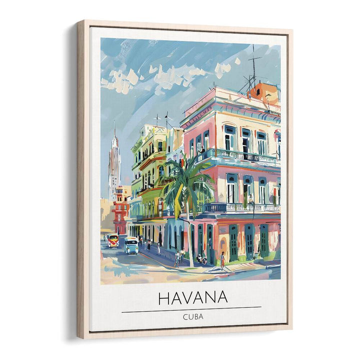 havana-cuba  travel posters in Oak Wood Floater Frame