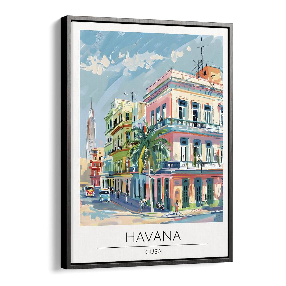 havana-cuba  travel posters in Black Floater Frame