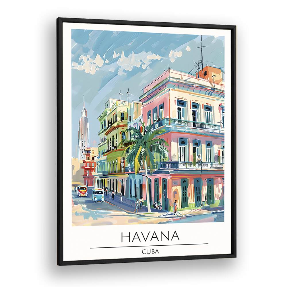 havana-cuba  travel posters in Black Plain Frame