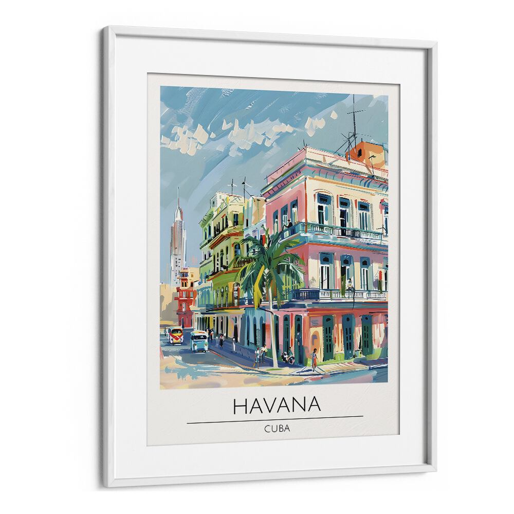 havana-cuba travel posters in White Frame With Mount