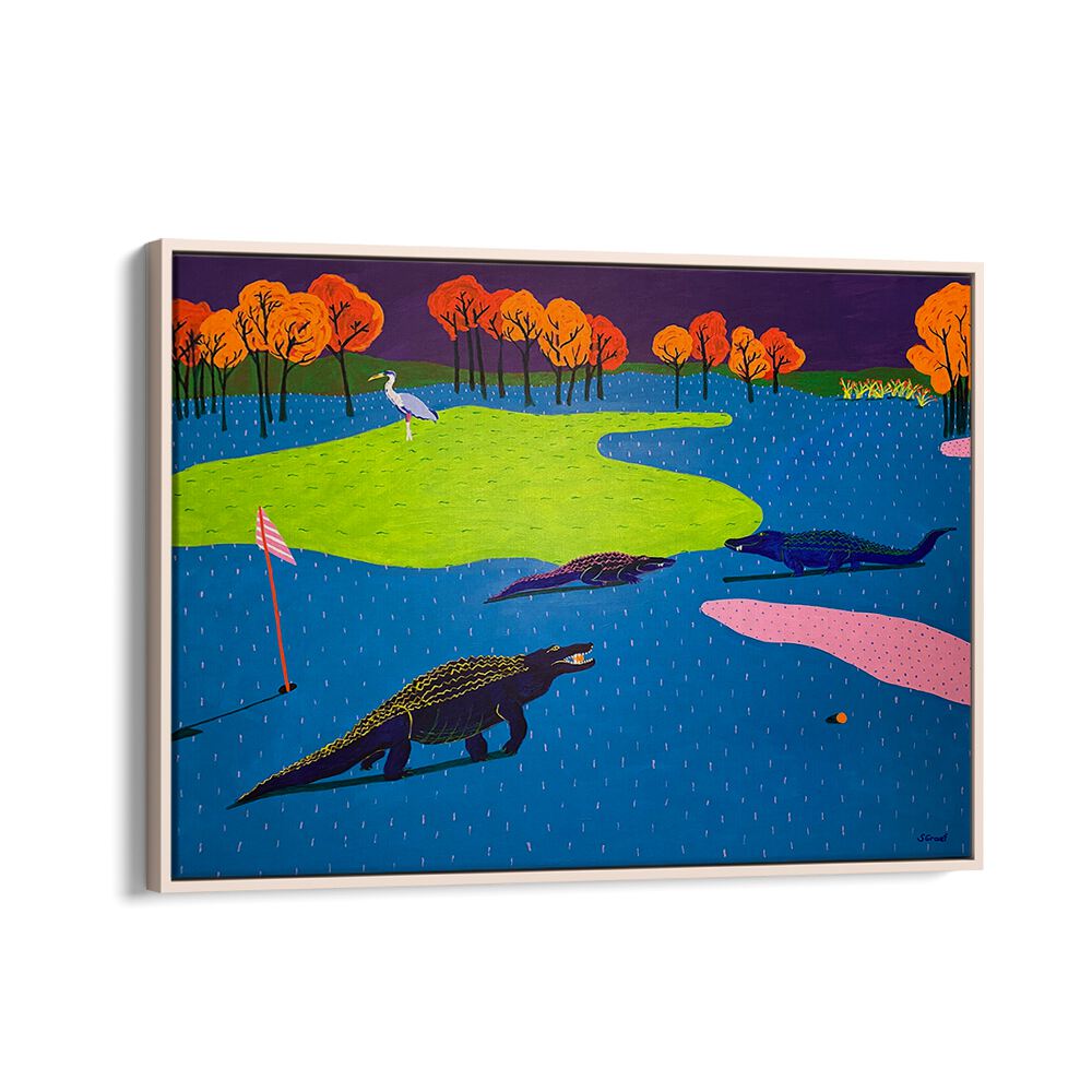 have a good round landscape art prints in Oak Wood Floater Frame