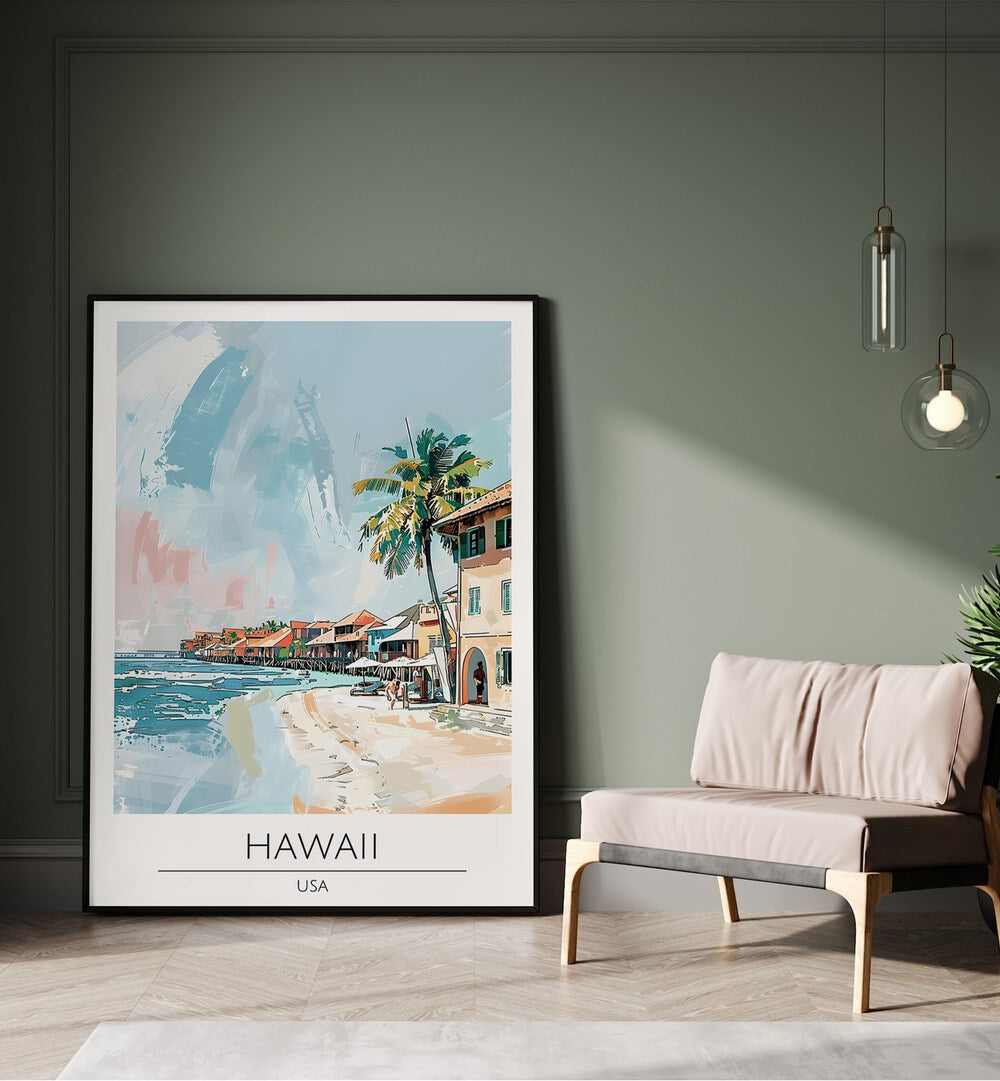 hawaii-usa travel posters Artwork III placed on a Wall