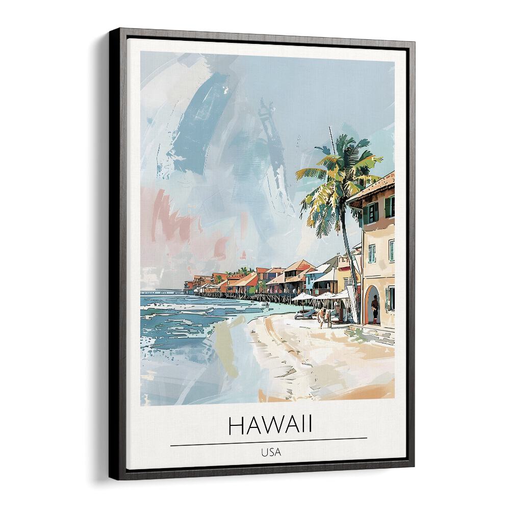 hawaii-usa travel posters in Black Floater Frame