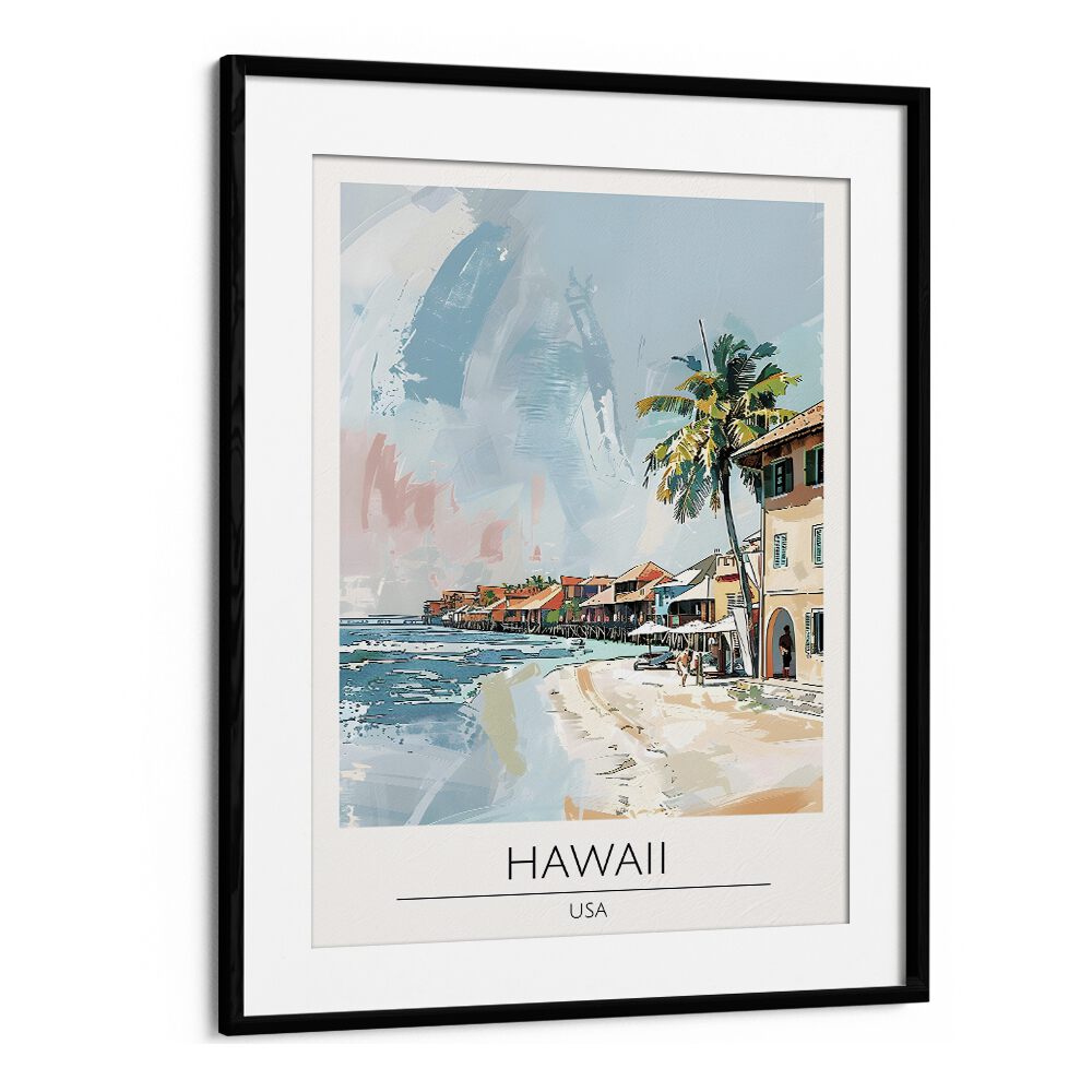 hawaii-usa travel posters in Black Frame With Mount