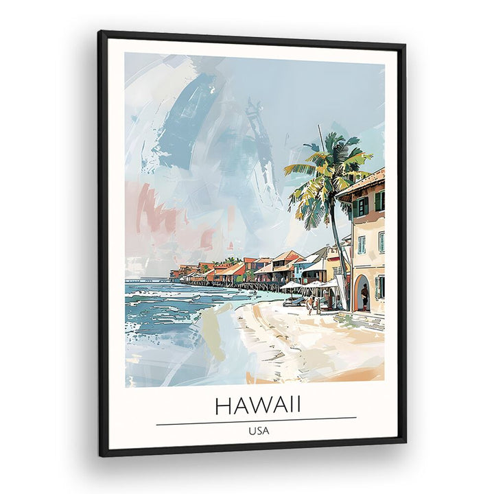 hawaii-usa travel posters in Black Plain Frame