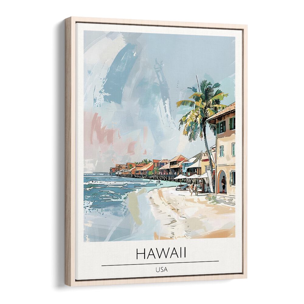 hawaii-usa travel posters in Oak Wood Floater Frame