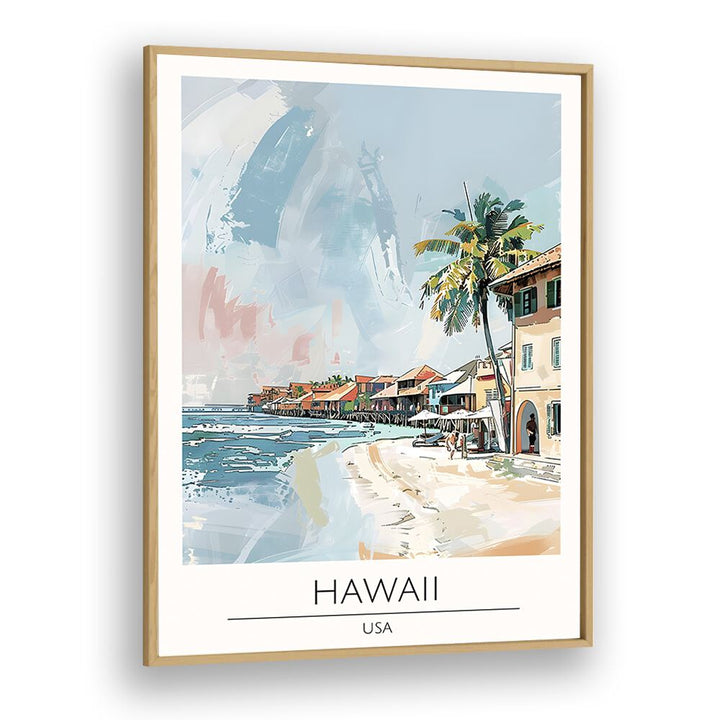 hawaii-usa travel posters in Oak Wood Plain Frame