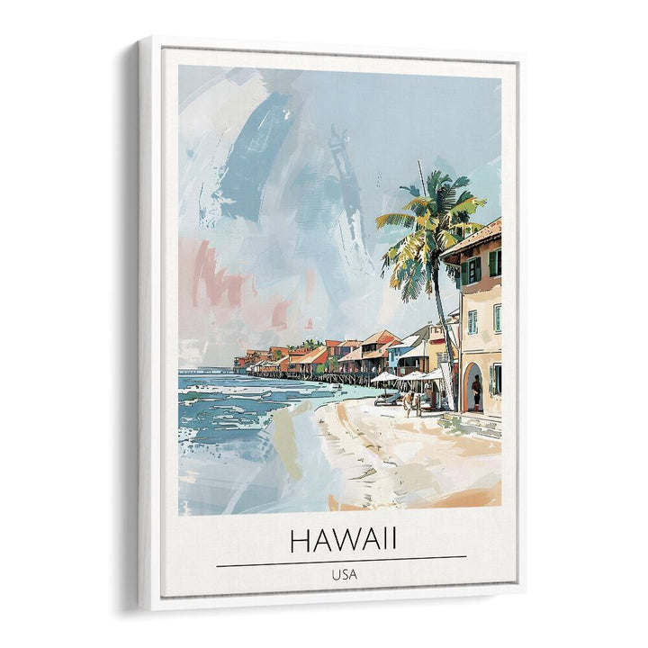 hawaii-usa travel posters in White Floater Frame