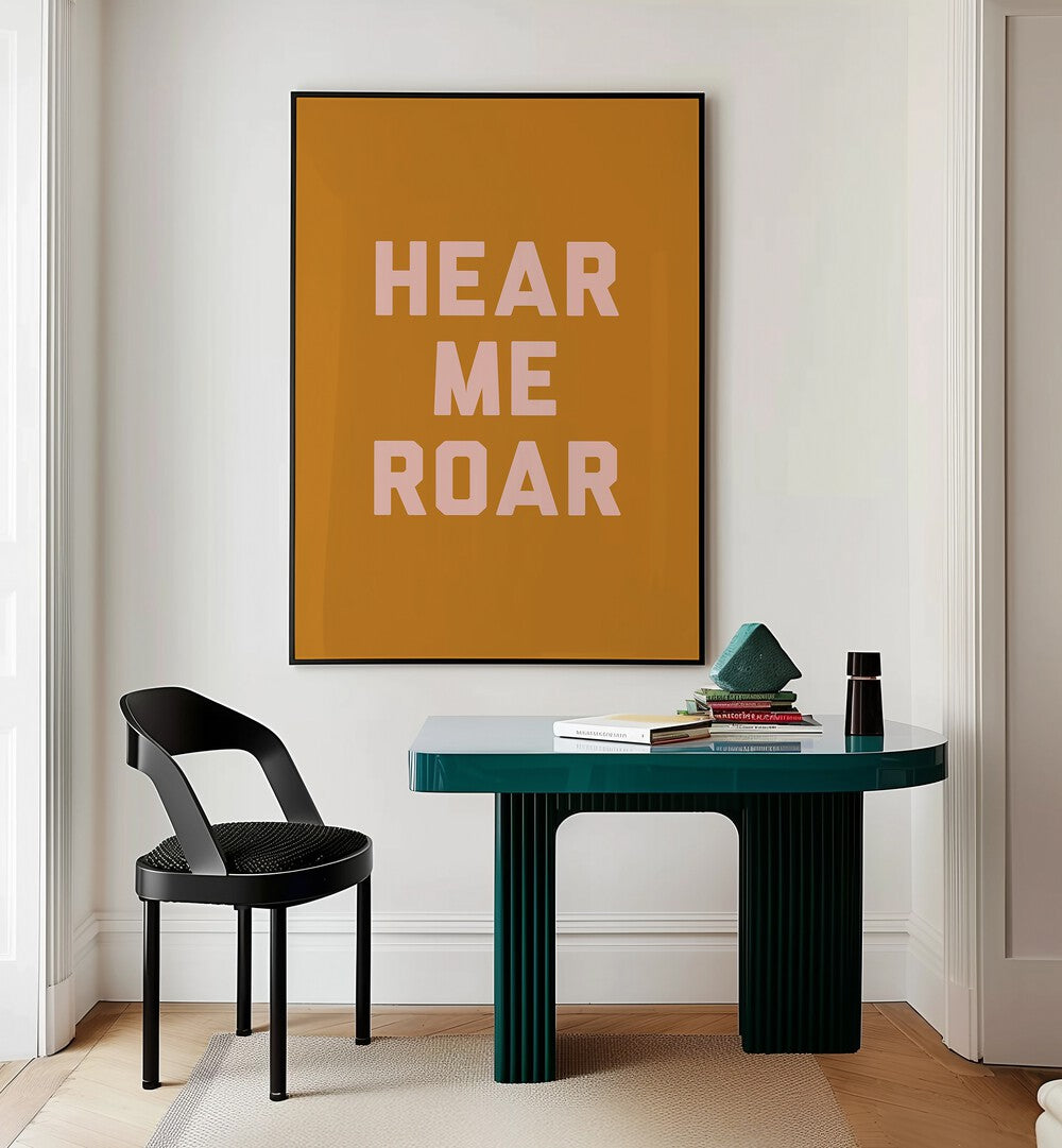 hear me roar by frankie kerr-dineen geometric paintings Artwork III placed on a wall