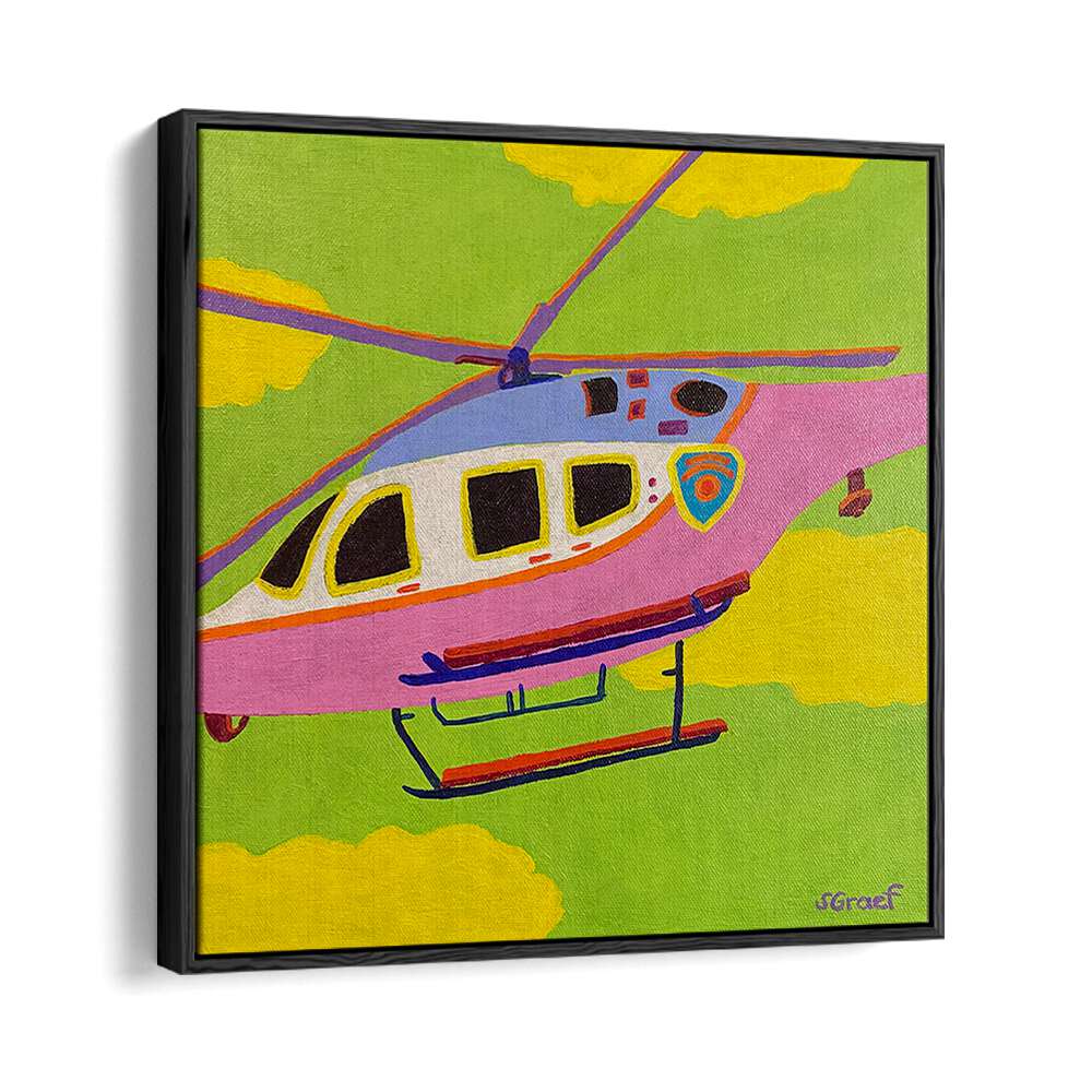 helicopter landscape art prints in Black Floater Frame